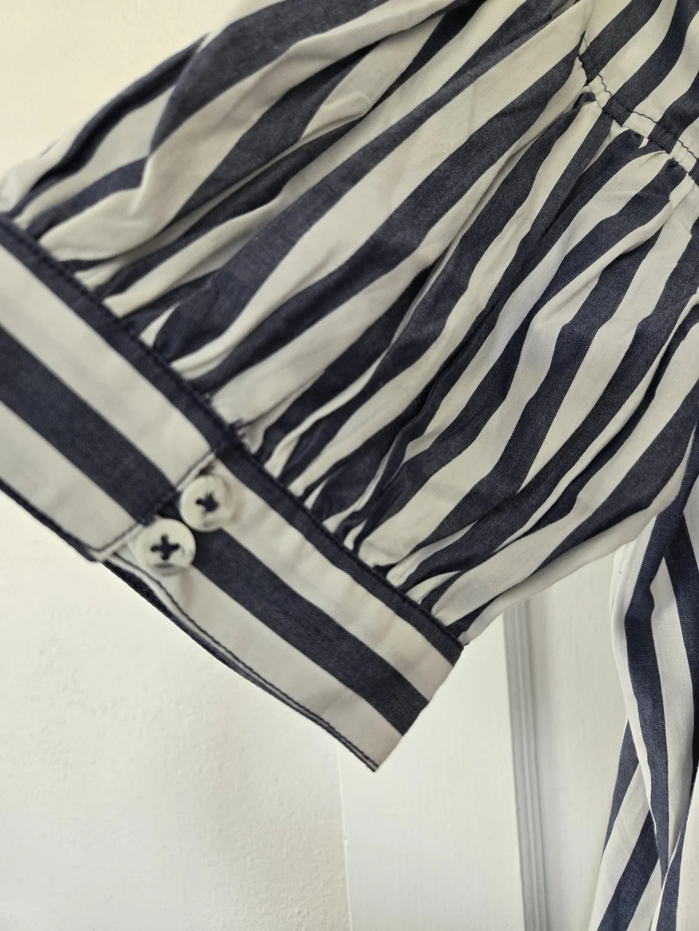 Striped Blue & White Peasant Top - Picture 6 of 12